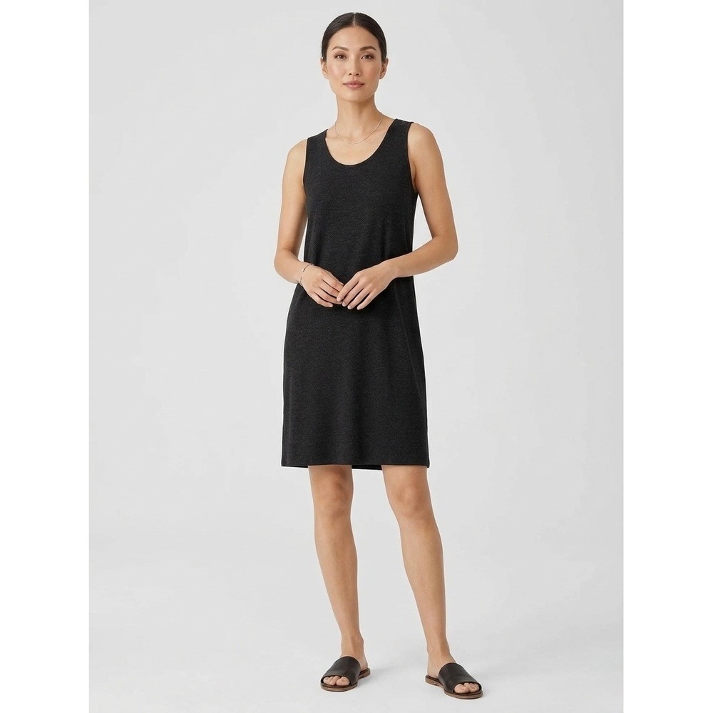 Eileen Fisher Womens XS Charcoal Grey Viscose Stretch Tank Shift Dress F1VH-2